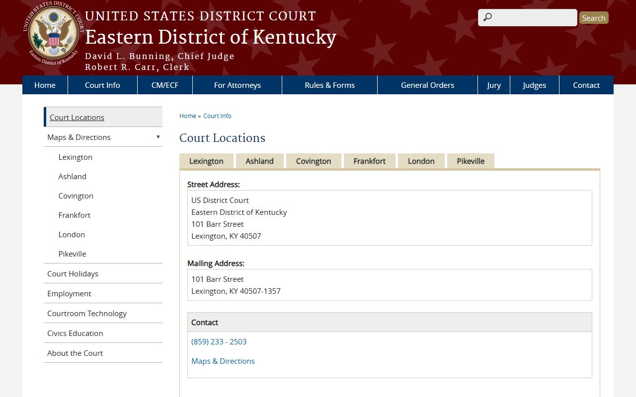Knott County Circuit Court Eastern District court locations reference