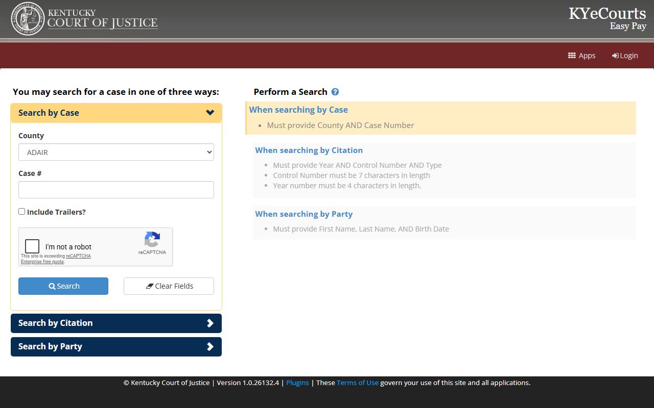 Knott County court records Kentucky ePay lookup