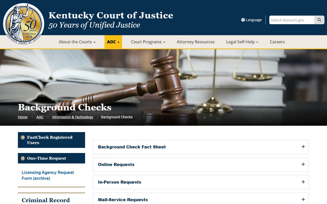 Knott County criminal court records AOC background check source