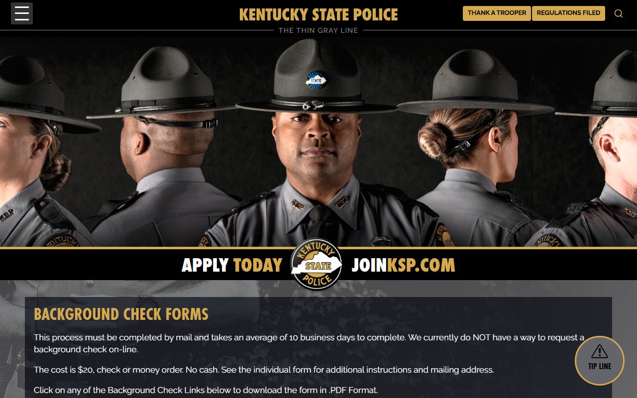 Knott County criminal court records Kentucky State Police background forms