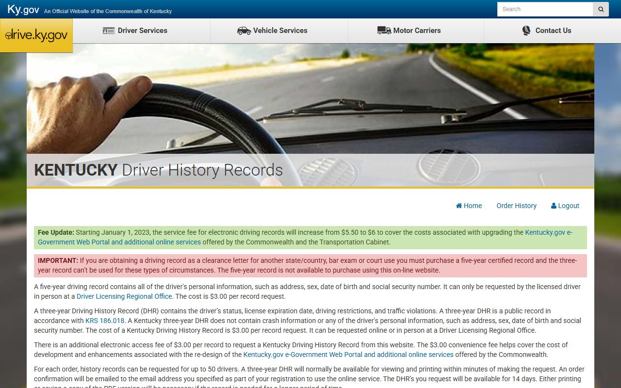 Knott County traffic court records Kentucky DHR online portal